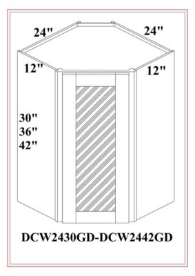 Diaganol Corner Wall Cabinetw/ Glass Door (finished interior)