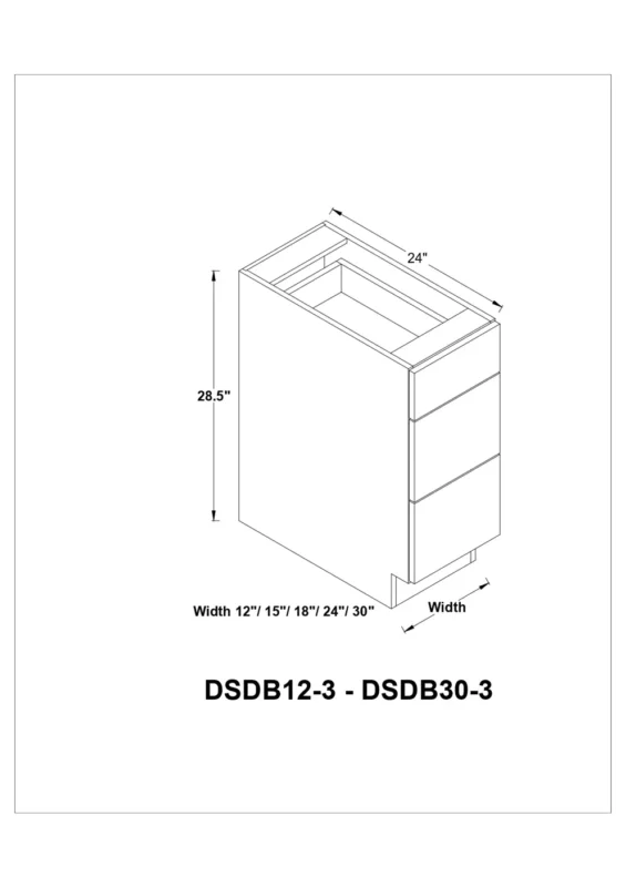 Desk 3-Drawer Base